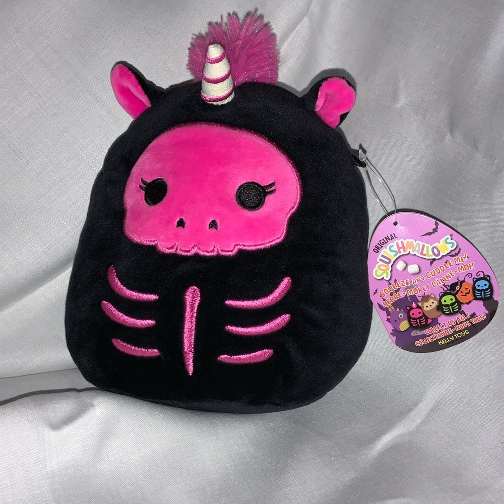 Squishmallows Sketlana 7” Black and Pink Skeleton Unicorn Plush NWT Halloween